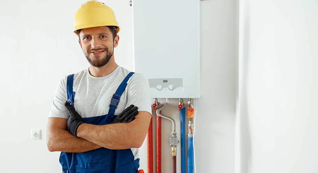 Gas engineer checking appliances